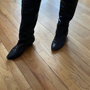 Elegant Frye Black Over the Knee or Cuff Top Leather Boots Womens 8.5